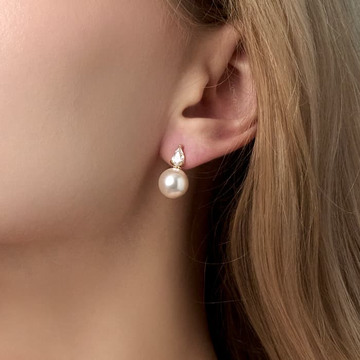 14k 18k 새미페어 큐빅 진주 귀걸이-2SIZE alternate