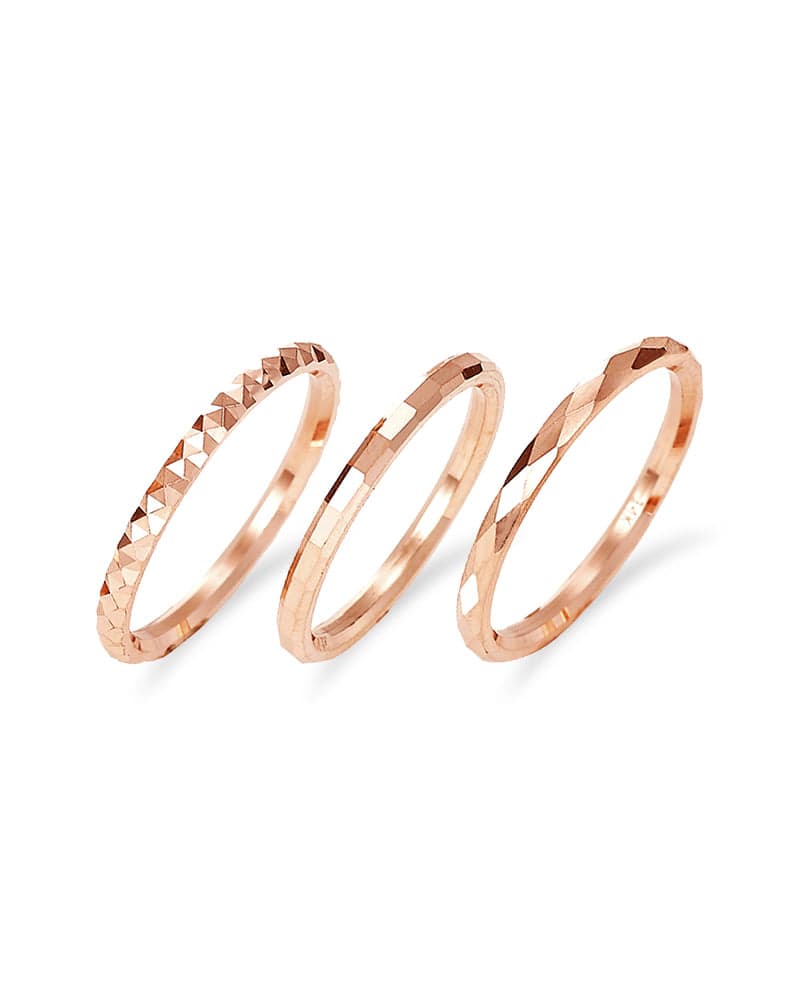 14K 18K Triple-Cut Hollow Gold Ring, 3 Styles