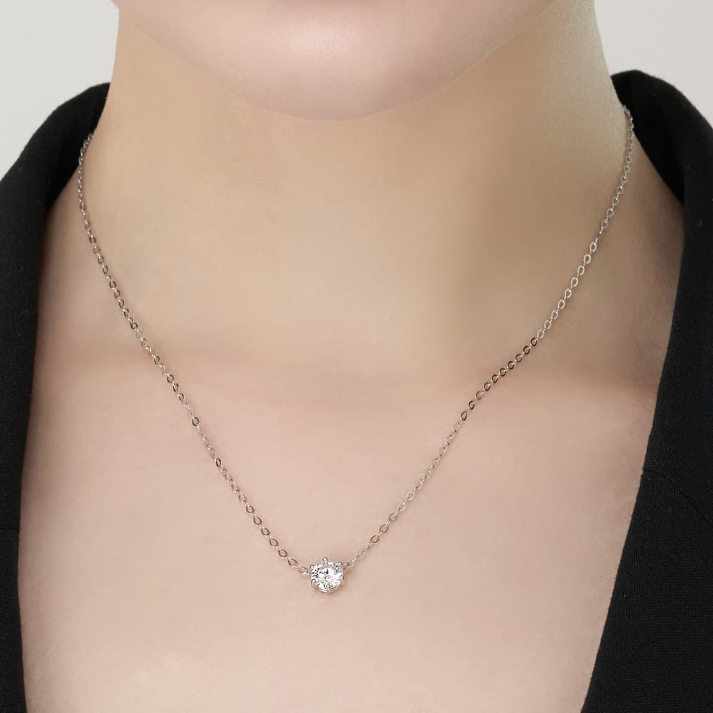 14K/18K 4-prong/6-prong top-grade moissanite one-piece necklace (1 carat~3 carats) alternate
