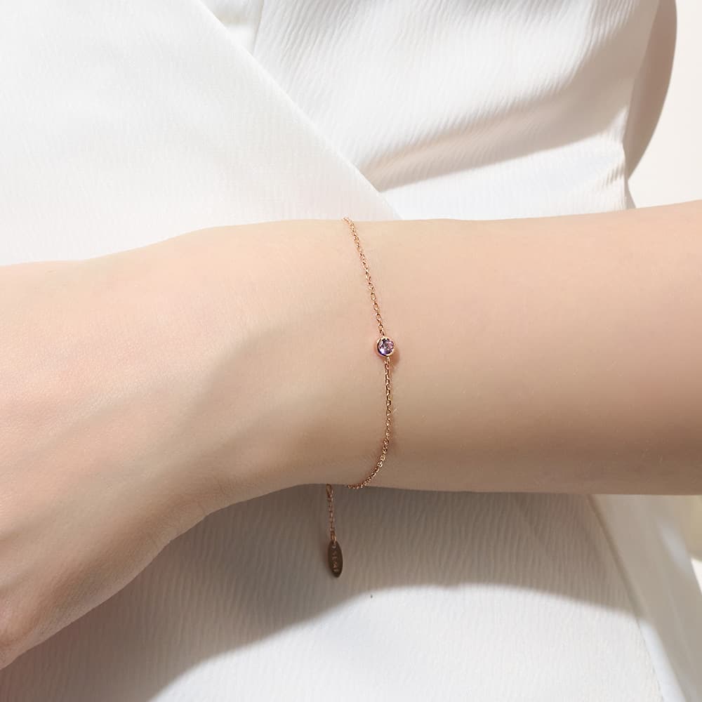 14K 18K Gold Birthstone Solitaire Chain Bracelet alternate