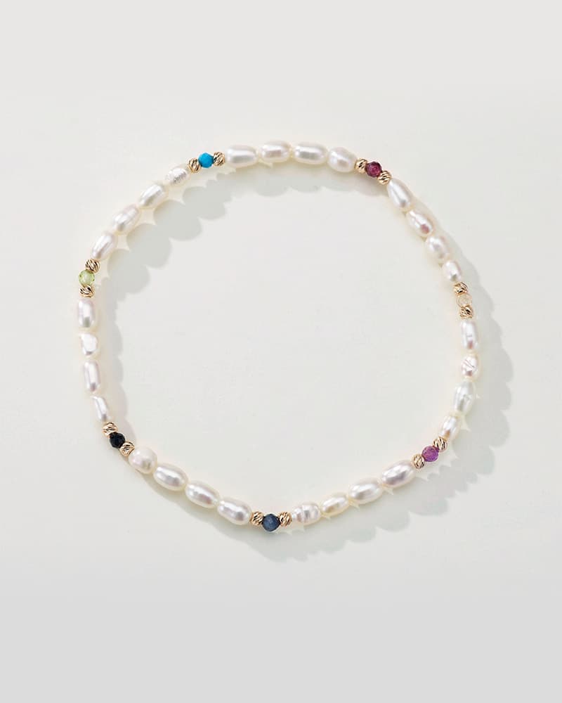 14k Vivid Pearl and Faceted Ball Bracelet