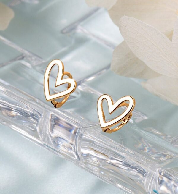 14k Gold Heart Earrings - Image 4