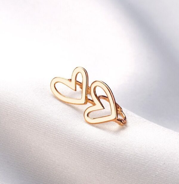 14k Gold Heart Earrings - Image 6