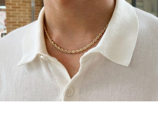 14k 18k Rope Chain Knotted 4mm Men's Necklace - Image 3