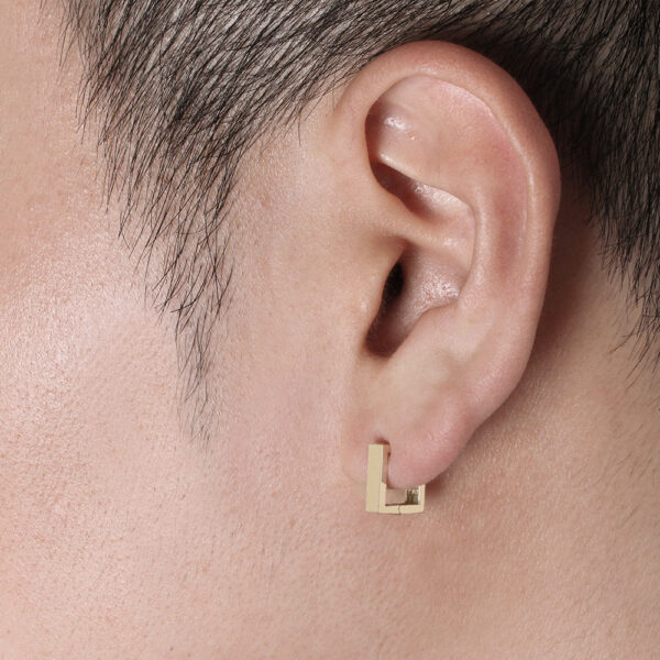 14k/18k Square Gold Earrings for Men (1 piece) - Image 4